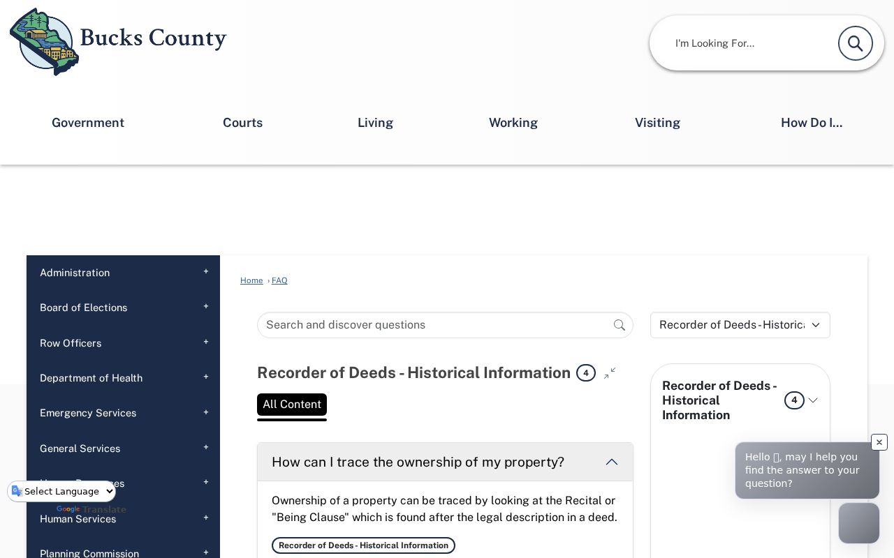 Bristol Township previous residents deed-chain guidance from Bucks County Recorder