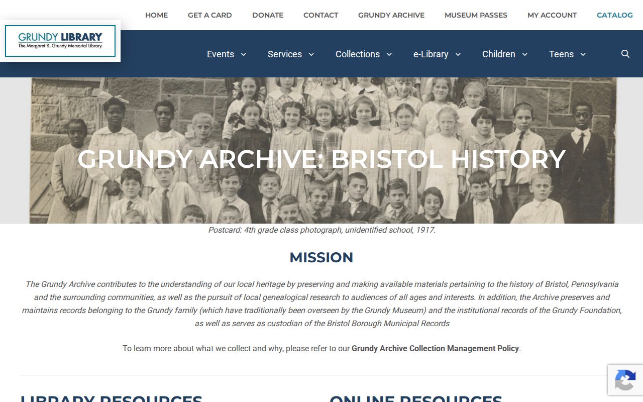 Bristol Township previous residents local-history research guide at Grundy